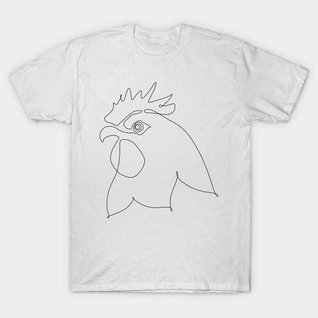 One Line Chicken T-Shirt by huebucket